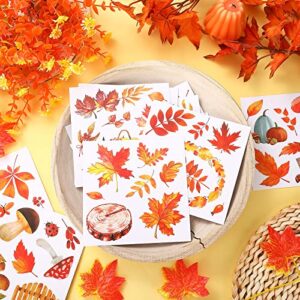 Satinior 16 Sheets Fall Rub on Transfers for Crafts and Furniture Maple Leaf Pumpkin Stickers Rub on Decals for Scrapbook DIY Wood Fabric Journal Dairy Envelope 5.9 x 5.9 Inch