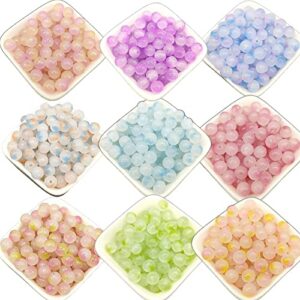 UUYYEO 200 Pcs 8mm Gradient Glass Beads Chakra Beads Colorful Round Beads Gemstone Crystal Beads Bracelet Charms for Jewelry Making Multicolor