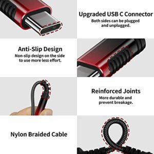 USB Type C to 3.5mm Audio Adapter for iPhone 15 Pro Max Motorola Edge+,Male to Female Nylon Cable to 3.5mm Aux Jack Audio Dongle Cord for Google Pixel 8 7 7A 6 Samsung Galaxy S23 S23 S22 S21 FE Red