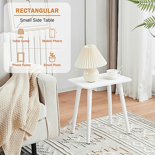 Apicizon Small Side Table, Accent Wooden End Table, Modern Nightstand Bedside Table for Bedroom, Living Room, Small Spaces, Nursery, Easy Assembly, White