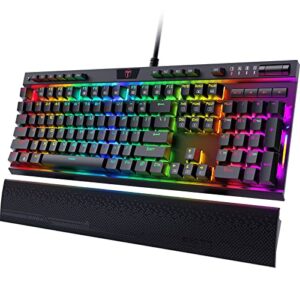 risophy pro wired mechanical gaming keyboard, hot swappable red switches mechanical keyboard, linear & silent, rgb backlit, programmable macro, magnetic wrist rest, media control (limited edition)
