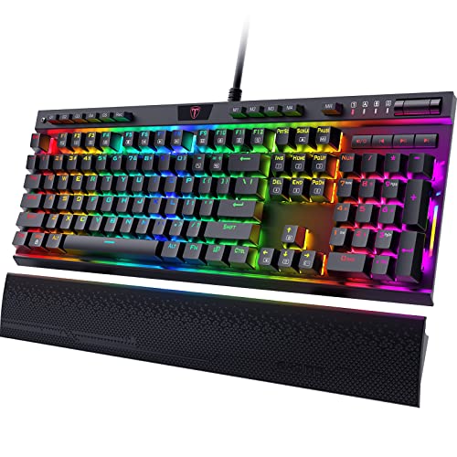 RisoPhy Pro Wired Mechanical Gaming Keyboard, Hot Swappable Red Switches Mechanical Keyboard, Linear & Silent, RGB Backlit, Programmable Macro, Magnetic Wrist Rest, Media Control (Limited Edition)