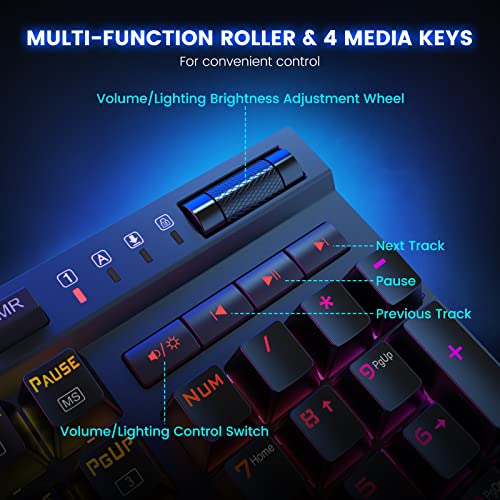 RisoPhy Pro Wired Mechanical Gaming Keyboard, Hot Swappable Red Switches Mechanical Keyboard, Linear & Silent, RGB Backlit, Programmable Macro, Magnetic Wrist Rest, Media Control (Limited Edition)