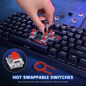 RisoPhy Pro Wired Mechanical Gaming Keyboard, Hot Swappable Red Switches Mechanical Keyboard, Linear & Silent, RGB Backlit, Programmable Macro, Magnetic Wrist Rest, Media Control (Limited Edition)