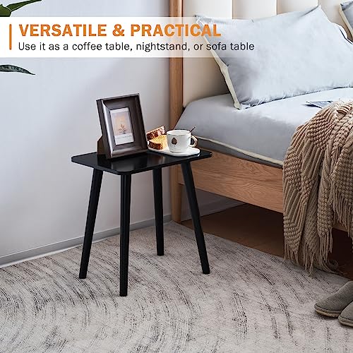 Apicizon Small End Table, Accent Wooden Side Table, Modern Nightstand Bedside Table for Bedroom, Living Room, Small Spaces, Nursery, Easy Assembly, Black
