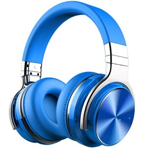 silensys e7 pro active noise cancelling headphones bluetooth headphones with microphone deep bass wireless headphones over ear, comfortable fit, 30h playtime for tv/computer/cellphone, blue