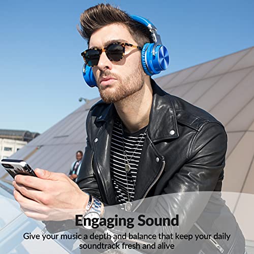 Silensys E7 PRO Active Noise Cancelling Headphones Bluetooth Headphones with Microphone Deep Bass Wireless Headphones Over Ear, Comfortable Fit, 30H Playtime for TV/Computer/Cellphone, Blue