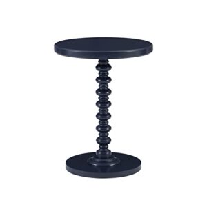 powell navy blue tarkin round turned spindle pedestal side accent table