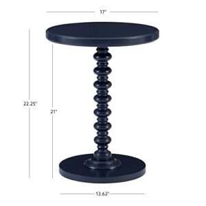 Powell Navy Blue Tarkin Round Turned Spindle Pedestal Side Accent Table