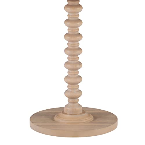 Powell Natural Tarkin Round Wood Turned Spindle Pedestal Side Accent Table