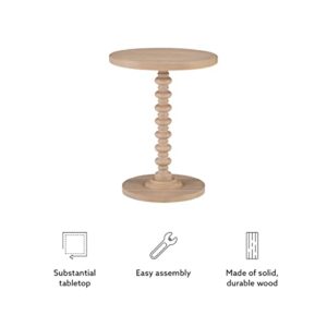 Powell Natural Tarkin Round Wood Turned Spindle Pedestal Side Accent Table