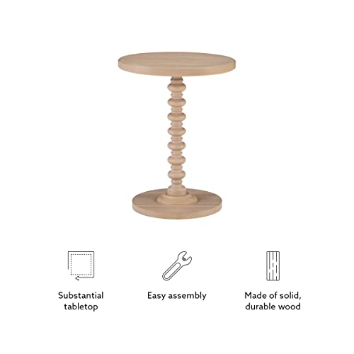 Powell Natural Tarkin Round Wood Turned Spindle Pedestal Side Accent Table