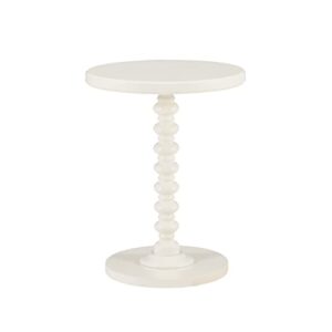 Powell White Tarkin Round Turned Spindle Pedestal Side Accent Table