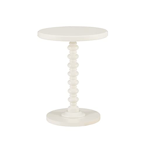 Powell White Tarkin Round Turned Spindle Pedestal Side Accent Table