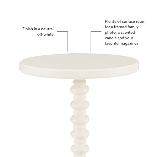 Powell White Tarkin Round Turned Spindle Pedestal Side Accent Table