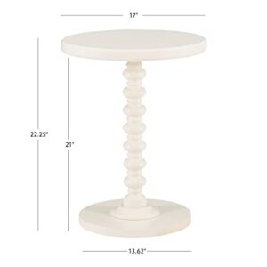 Powell White Tarkin Round Turned Spindle Pedestal Side Accent Table