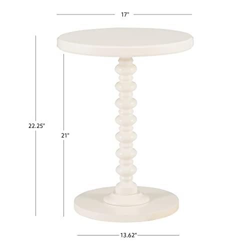 Powell White Tarkin Round Turned Spindle Pedestal Side Accent Table