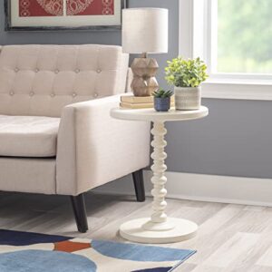 Powell White Tarkin Round Turned Spindle Pedestal Side Accent Table