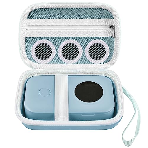 Labels Printer Case Compatible with Phomemo D30 D35 Label Maker, Fit for NIIMBOT D11 D110, Fit for JADENS D110, Case Easily Storage and Carry, Easily Store Your Printer, Tape, USB Line (Blue)