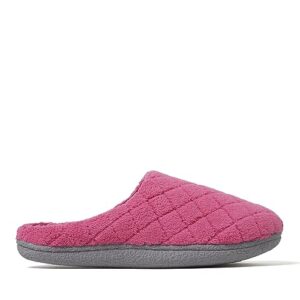 Dearfoams Women's Leslie Washable Memory Foam Terry Clog with Wide Widths Slipper, Paradise Pink, 7-8