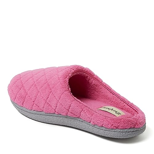 Dearfoams Women's Leslie Washable Memory Foam Terry Clog with Wide Widths Slipper, Paradise Pink, 7-8