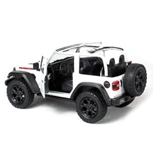 Showcasts for Jeep Wrangler Rubicon 2018 White Open Top Convertible 1/34 Scale Diecast Car