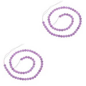crafthrou gemstone charms circle beads gemstone beads 2 strings chalcedony round beads loose beads chalcedony powder purple lavender accessories crystal jewelry diy kits