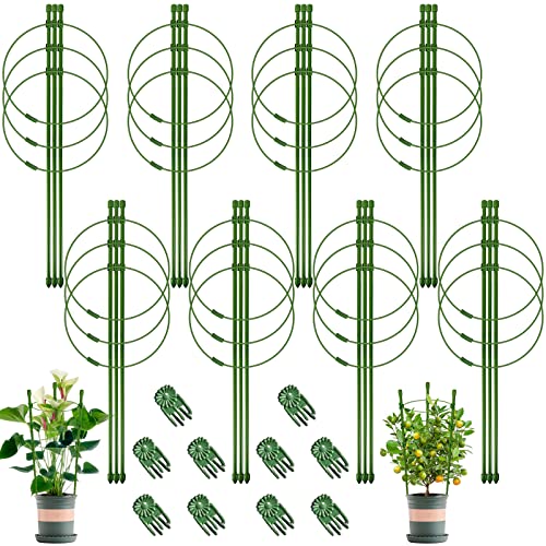 Legigo 8 Packs 18inch Plant Support Cages with 3 Adjustable Support Rings- Small Tomato Cage for Pots Plant Holder for Home Garden Balcony for Orchids, Tomato, Vegetables, Flowers, Climbing Plants