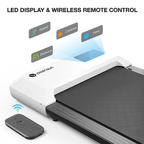 DeerRun Walking Pad, Under Desk Treadmill, Walking Pad Treadmill Under Desk with Remote Control, Mini Treadmill for Home Office Under Desk, Walking Treadmill 300LBS Capacity, 44" D x 20" W x 4" H