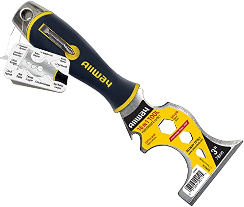 ALLWAY DSXG16 Soft Grip 16-in-1 Painter's Multi Tool with Hammer End and 2 Screwdriver Bits