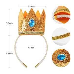 Girls Princess Costume Accessories Crown Earrings Gloves Halloween Dress Up Birthday Party Supplies for Peach