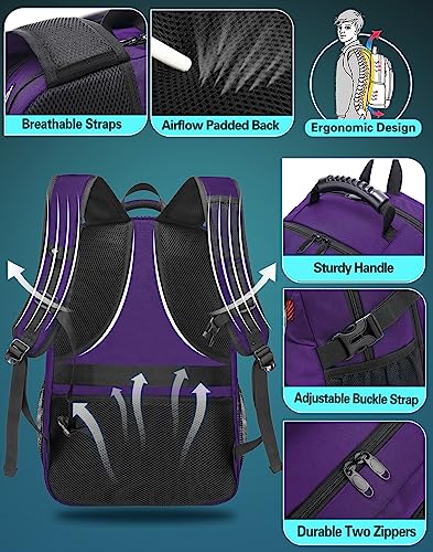 ProEtrade Travel Backpack, Extra Large Laptop Backpack School Business Anti Theft TSA Approved College Work Computer Bag Fits 17 Inch Laptop with USB Charging Port Bookbag for Women Men(Purple)