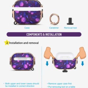 GuarzFun case for AirPods Pro 2 & AirPod Pro, AirPod Pro case with Lock, AirPod Pro 2 case for Women Man (Purple Butterfly)