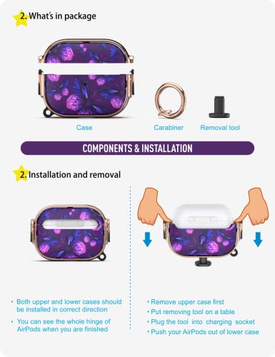 GuarzFun case for AirPods Pro 2 & AirPod Pro, AirPod Pro case with Lock, AirPod Pro 2 case for Women Man (Purple Butterfly)