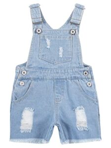 iiniim toddler kids girls adjustable straps jean shortall overalls denim ripped hot pants blue 6-12 months