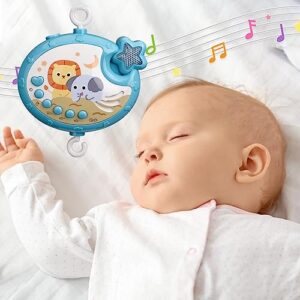 Baby Musical Crib Mobile with Light and Projector, Mobile for Crib with Remote Control ＆ Timming Function, Rotating Hanging Rattles Toy for Newborn