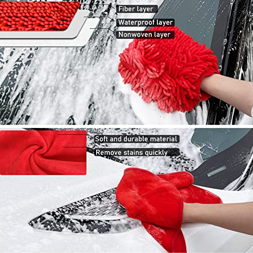 Jaronx 46PCS Car Detailing Kit, Car Detailing Brushes Car Drill Polishing Kit, 3-4 Inches Wool Sponge Drill Buffing Pads,5-6 Inches Woolen Microfiber Polishing Bonnet, Car Drill Buffer Wax Attachment