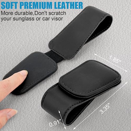 SyeiouC Sunglass Holder for Car, Premium Sunglass Clip for Car Visor, Magnetic Leather Car Sunglass Holder and Ticket Card Clip, Suitable for Different Size Eyeglasses