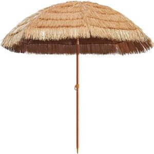 fullsun parasol tiki thatched beach umbrella, 7.5ft large heavy duty wind portable hawaiian hula umbrellas with sand anchor, uv 50+ protect for tiki bar outdoor pool patio garden