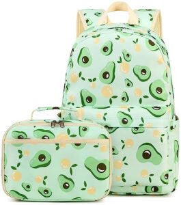 camtop backpack for girls kids school backpack with lunch box preschool kindergarten bookbag set(avocado)