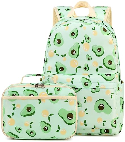 CAMTOP Backpack for Girls Kids School Backpack with Lunch Box Preschool Kindergarten BookBag Set(Avocado)