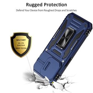 Nvollnoe for iPhone 14 Pro Case with Slide Camera Cover Drop Tested Military Grade Heavy Duty Protective Durable Sturdy Rotate Ring Kickstand Phone Case for iPhone 14 Pro(Blue)