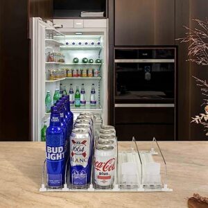 Drink Organizer for Fridge Refrigerator Soda Can Organizer, Self-Pushing Bottle Can Dispenser Beverage Storage for Pantry/Vending Machine (5, 15 Inch (White))