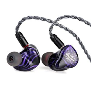 linsoul kiwi ears quartet 2dd+2ba hybrid in-ear monitor, hifi earphones with hand-crafted resin shell, detachable ofc silver-plated iem cable for audiophile musician dj studio gaming (purple, quartet)