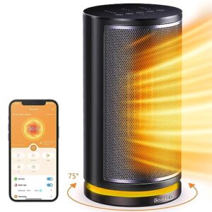 goveelife smart space heater, electric space heater with thermostat, wi-fi & bluetooth app control, works with alexa & google assistant, 1500w ceramic heater for bedroom, indoors, office, living room