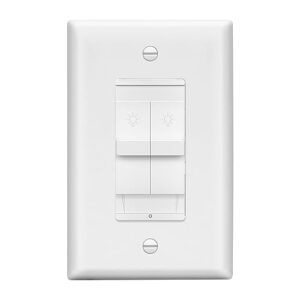 lider combination dual dimmer light switch control, 2 sliding light controls, single pole, 400w cfl/led, 600w incandescent/halogen, wall plate included, white