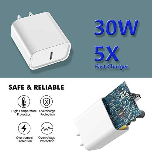 Apple Certified 30W iPhone 15 Charger Super Fast Charging for iPhone 15/15 Plus/15 Pro/15 Pro Max,iPad Pro 12.9-inch 6th/5th/4th/3th,iPad Pro 11-inch,iPad Air 5/4th,iPad Mini 6th,6FT USB C to C Cables