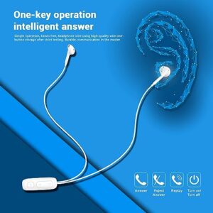 Amaitree Lavalier Microphone, Commercial Wireless Lavalier Headphones, Magnetic Lavalier Design Bluetooth 5.3 with Microphones Earphone, Wireless in-Ear Earbuds for Teams and Zoom - White