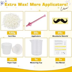 Auperwel 120g Wax Nose Wax Kit - Includes 30 Applicators for Quick & Painless Nose Hair Waxing, Perfect for Men and Women, Long Lasting Nose Hair Remover Wax Kit with 20-30 Uses - Pink