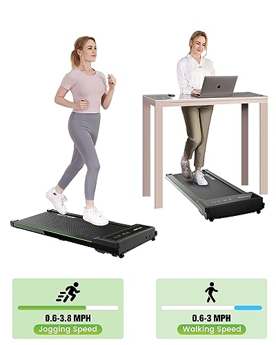 Walking Pad, AKLUER 2 in 1 Walking Pad Treadmill, 2.25 HP Under Desk Treadmill with 265 Weight Capacity, Portable Walking Treadmill for Home, Office, Light Weight Electric Walking Jogging Machine